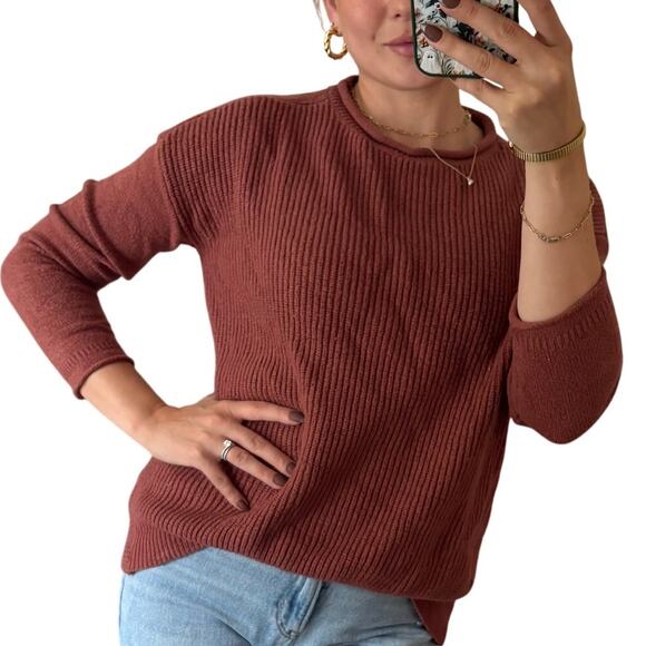 Windsor S Brown Ribbed Knit Crew Neck Long Sleeve Sweater - Picture 1 of 6